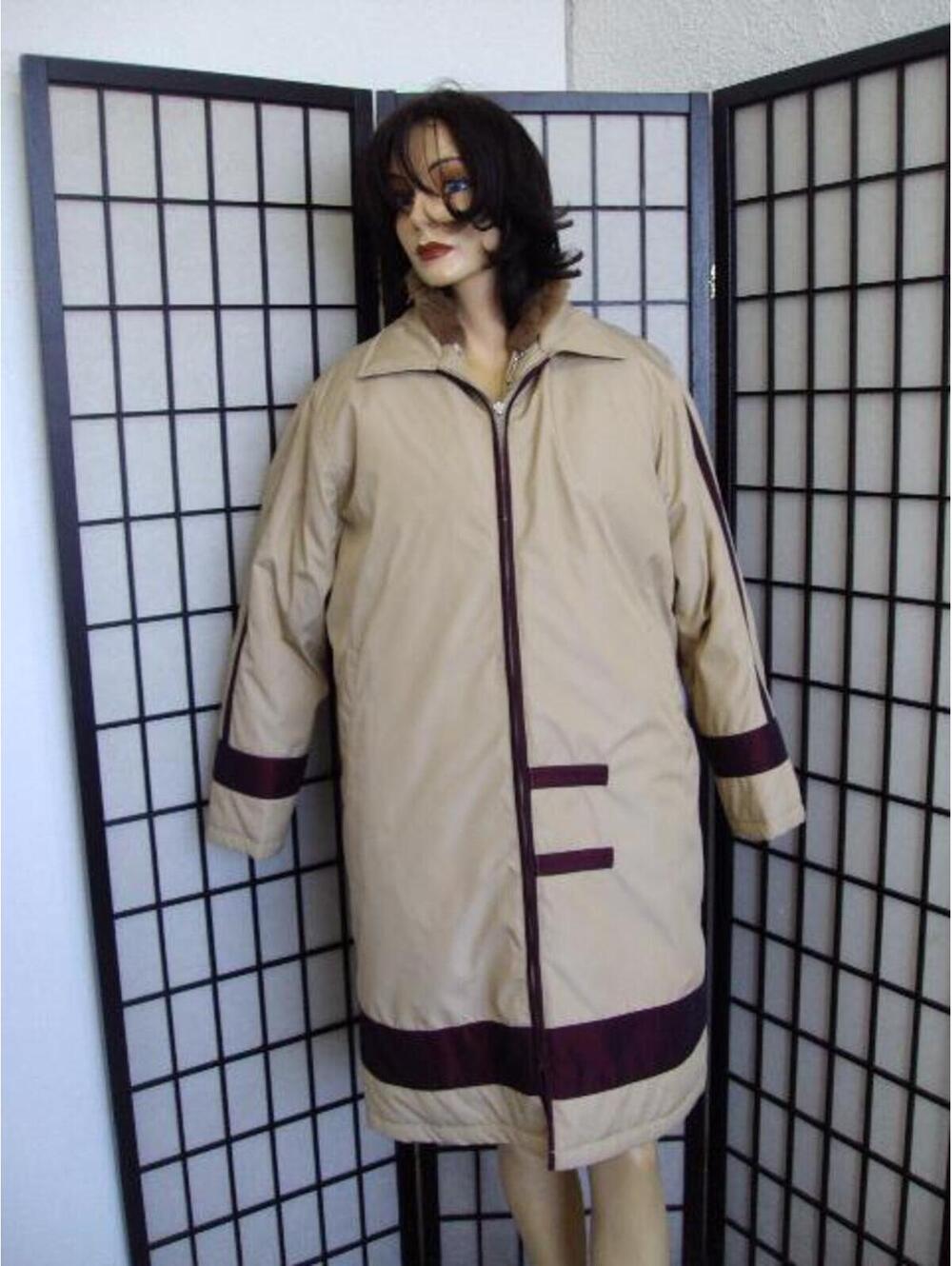 Discolored: Showroom Beige Sheared Rabbit Fur Lined Coat Women Woman Size 6 S